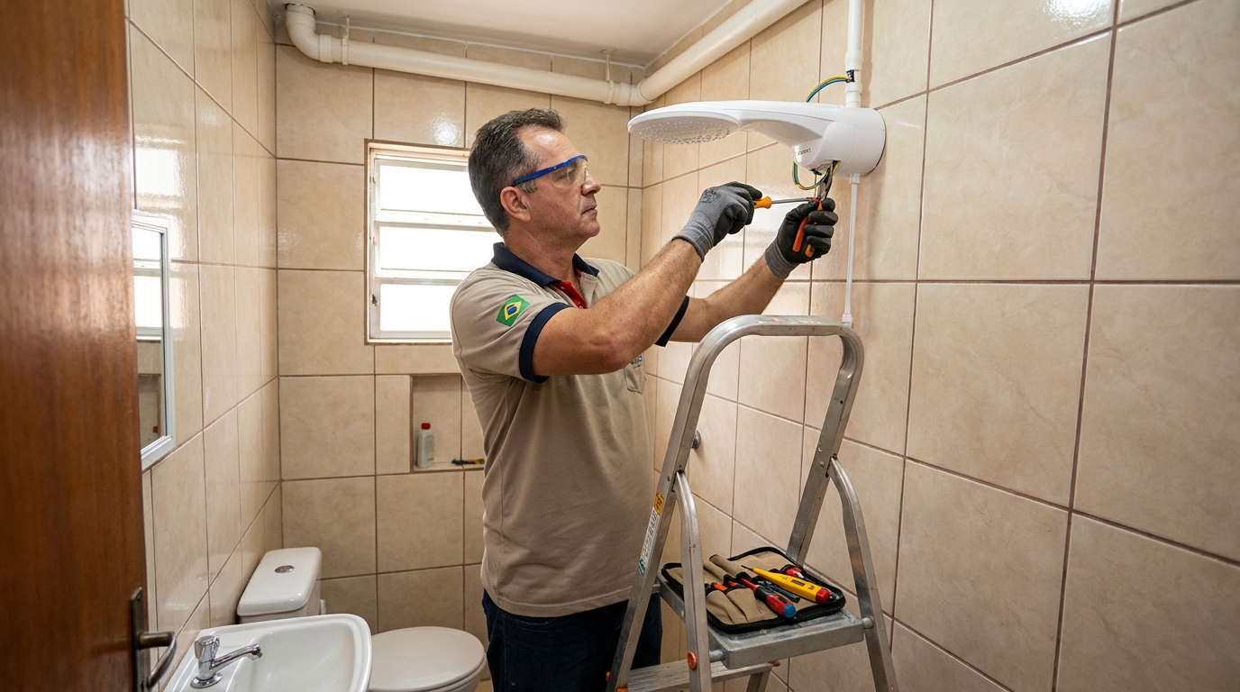 Instalação de chuveiro no banheiro em Niterói‑RJ